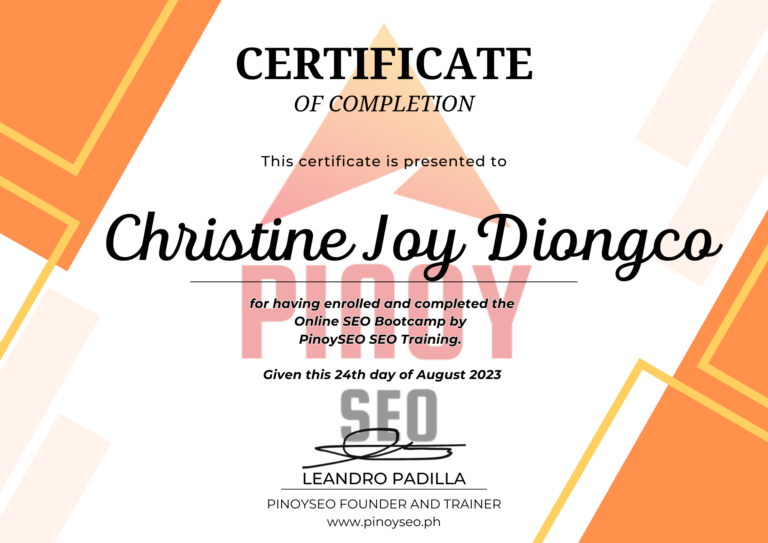 PinoySEO Training Bootcamp - SEO Freelancer Certificate